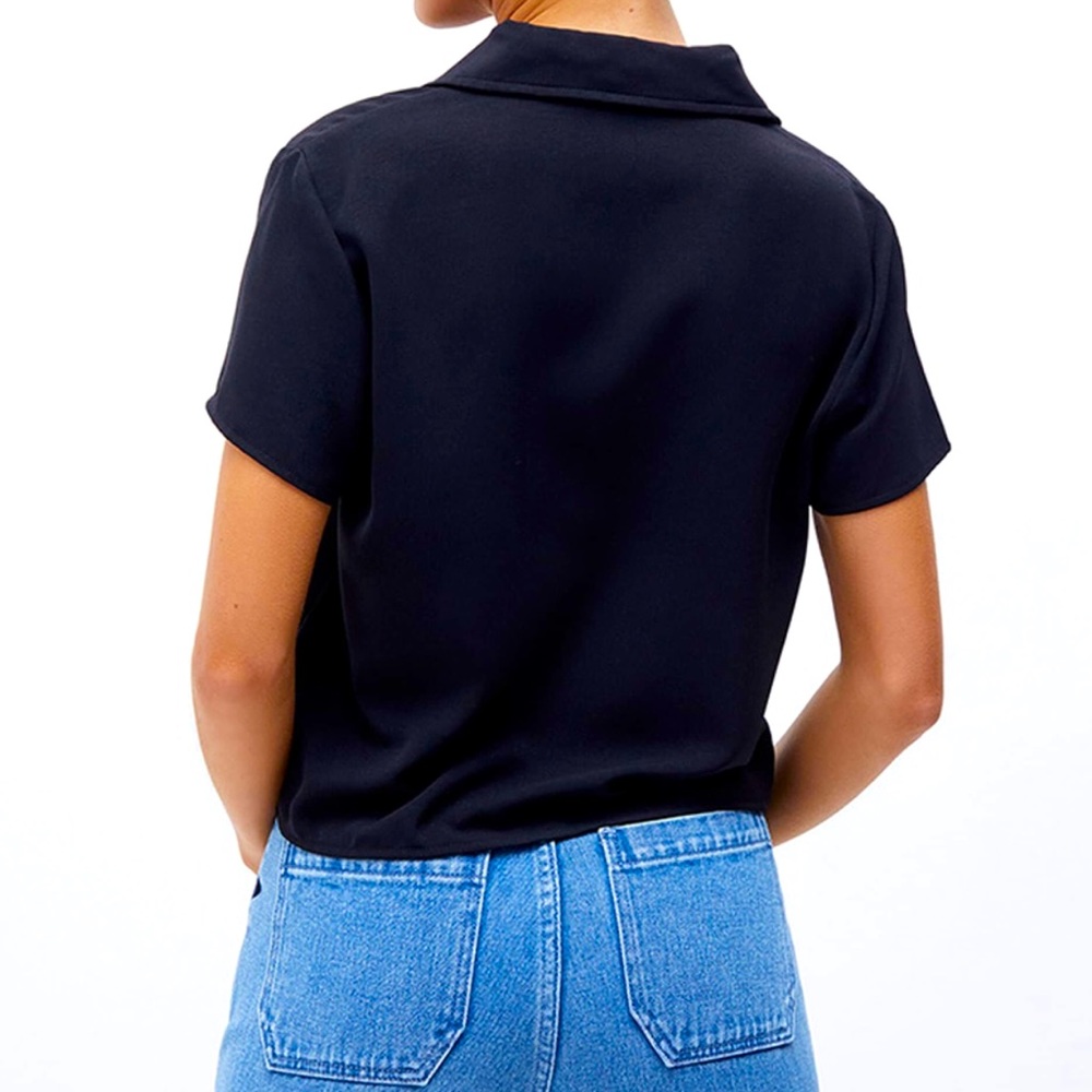 Pac Sun Black velour/velvet 90s Button Down Woven Top